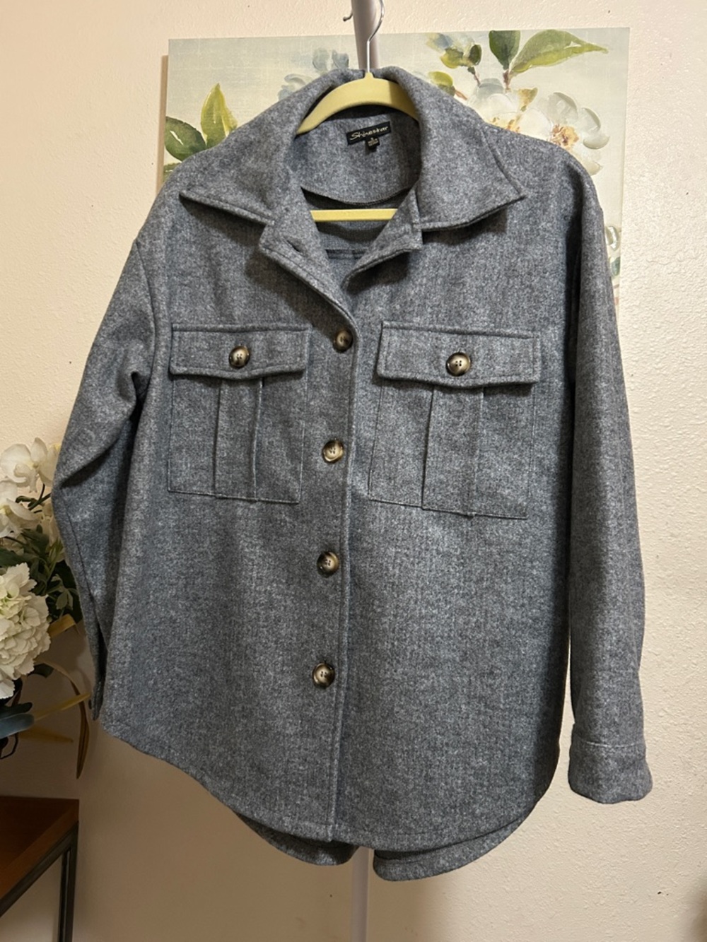 Shinestar Gray Wool-Blend Utility Jacket